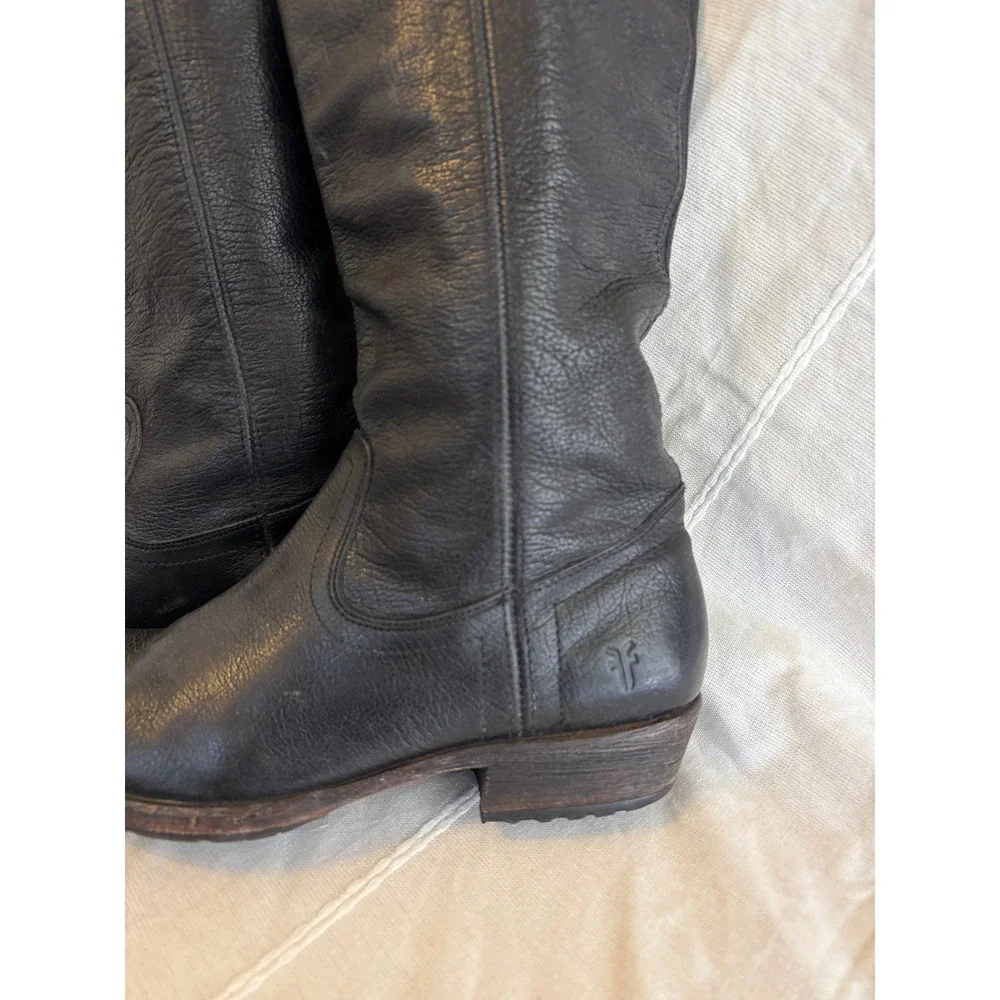 Frye Womens Melissa Tall Black Leather Western Riding Boots 6.5B - Picture 2 of 7